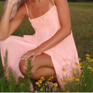 Peach color free people maxi dress